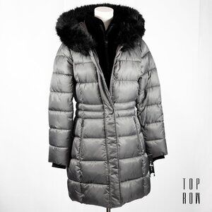 Tahari Dana Hooded Faux Fur Trim Puffer Coat - NEW with TAGS.